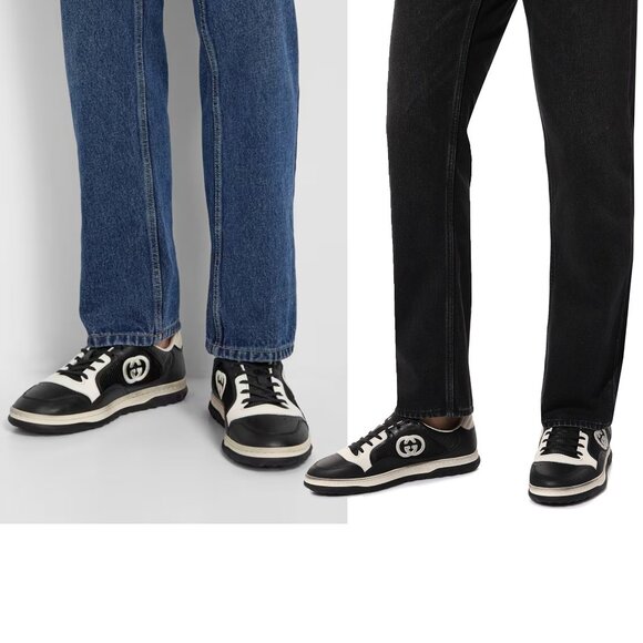 GUCCI SNEAKERS MENS BLACK MAC 80 EMBROIDERED SHOES w LOGO - Picture 3 of 15